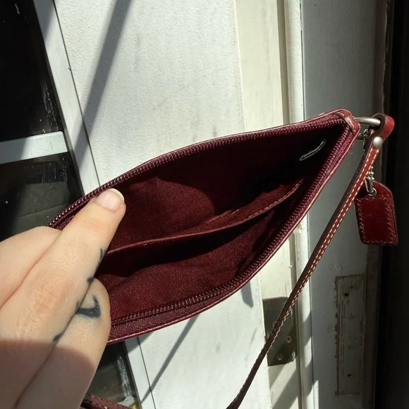 Coach Patchwork Suede Wristlet - Red & Pink Tones - Picture 4 of 6